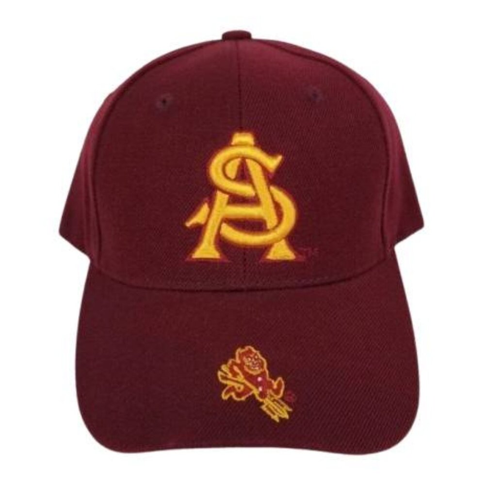 Arizona State ASU Sun Devils Hat Cap  Strap Back,8421250 Red Yellow College Mens